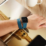 Pulseira de Relógio em Pele de Grão Superior com Coroa Relevada, Para Apple Watch Series 5 & 4 40mm / 3& 2 & 1 38mm, Para Apple Watch Series 7 45mm / 6 & SE & 5 & 4 44mm / 3 & 2 & 1 42mm