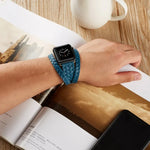Pulseira de Relógio em Pele de Grão Superior com Coroa Relevada, Para Apple Watch Series 5 & 4 40mm / 3& 2 & 1 38mm, Para Apple Watch Series 7 45mm / 6 & SE & 5 & 4 44mm / 3 & 2 & 1 42mm