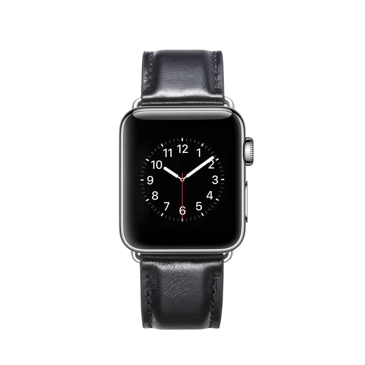 Correia de Couro Top-grain Textura Crazy Horse, para Apple Watch Série 7 41mm / 6 & SE & 5 & 4 40mm / 3 & 2 & 1 38mm, para Apple Watch Série 7 45mm / 6 & SE & 5 & 4 44mm / 3 & 2 & 1 42mm