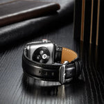 Correia de Couro Top-grain Textura Crazy Horse, para Apple Watch Série 7 41mm / 6 & SE & 5 & 4 40mm / 3 & 2 & 1 38mm, para Apple Watch Série 7 45mm / 6 & SE & 5 & 4 44mm / 3 & 2 & 1 42mm