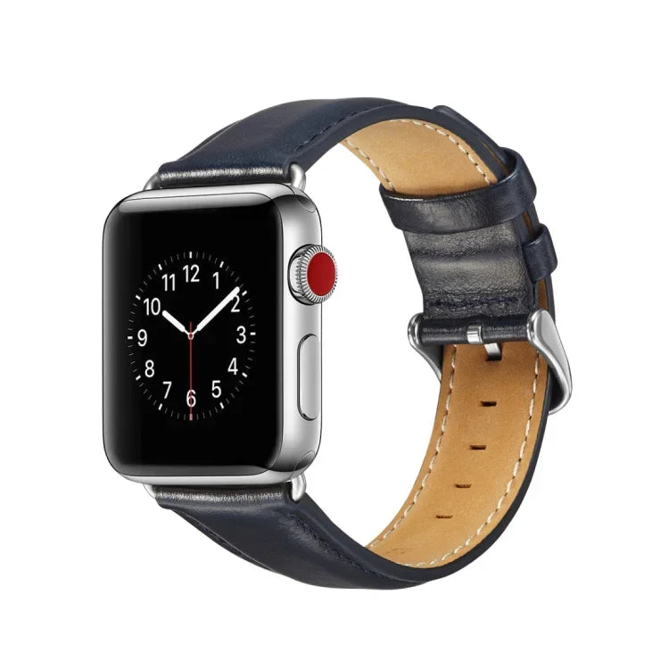 Correia de Couro Top-grain Textura Crazy Horse, para Apple Watch Série 7 41mm / 6 & SE & 5 & 4 40mm / 3 & 2 & 1 38mm, para Apple Watch Série 7 45mm / 6 & SE & 5 & 4 44mm / 3 & 2 & 1 42mm