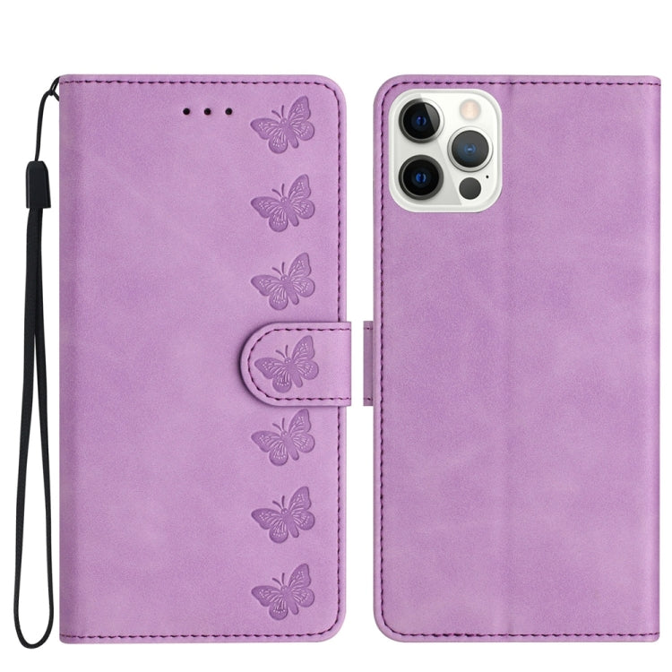 Seven Butterflies Embossed Leather Phone Case, For iPhone 14 Pro Max, For iPhone 13 Pro Max, For iPhone 13 Pro, For iPhone 13, For iPhone 13 mini, For iPhone 12, For iPhone 12 Pro Max, For iPhone 12 Pro