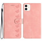 Seven Butterflies Embossed Leather Phone Case, For iPhone 14 Pro Max, For iPhone 13 Pro Max, For iPhone 13 Pro, For iPhone 13, For iPhone 13 mini, For iPhone 12, For iPhone 12 Pro Max, For iPhone 12 Pro