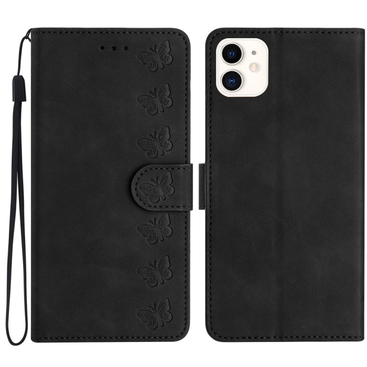 Seven Butterflies Embossed Leather Phone Case, For iPhone 14 Pro Max, For iPhone 13 Pro Max, For iPhone 13 Pro, For iPhone 13, For iPhone 13 mini, For iPhone 12, For iPhone 12 Pro Max, For iPhone 12 Pro