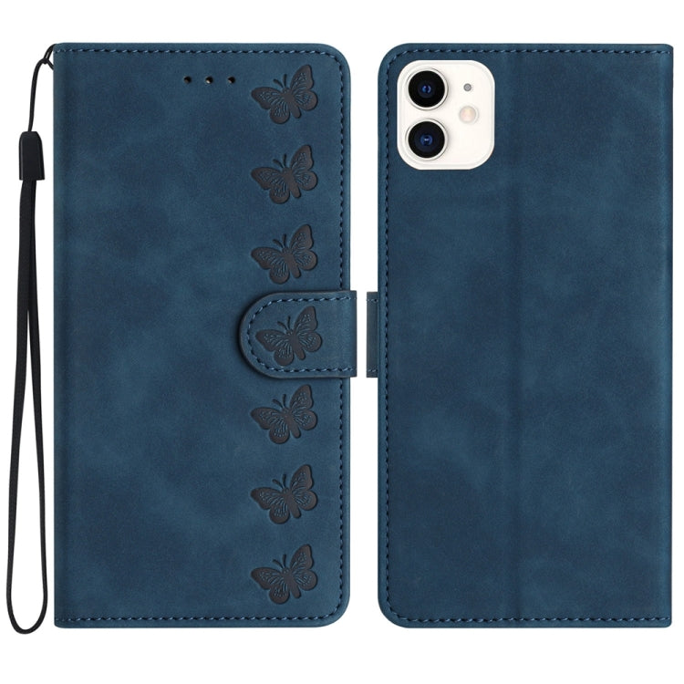 Seven Butterflies Embossed Leather Phone Case, For iPhone 14 Pro Max, For iPhone 13 Pro Max, For iPhone 13 Pro, For iPhone 13, For iPhone 13 mini, For iPhone 12, For iPhone 12 Pro Max, For iPhone 12 Pro