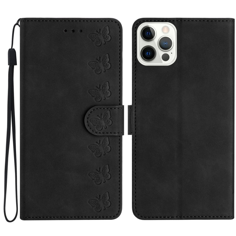 Seven Butterflies Embossed Leather Phone Case, For iPhone 14 Pro Max, For iPhone 13 Pro Max, For iPhone 13 Pro, For iPhone 13, For iPhone 13 mini, For iPhone 12, For iPhone 12 Pro Max, For iPhone 12 Pro