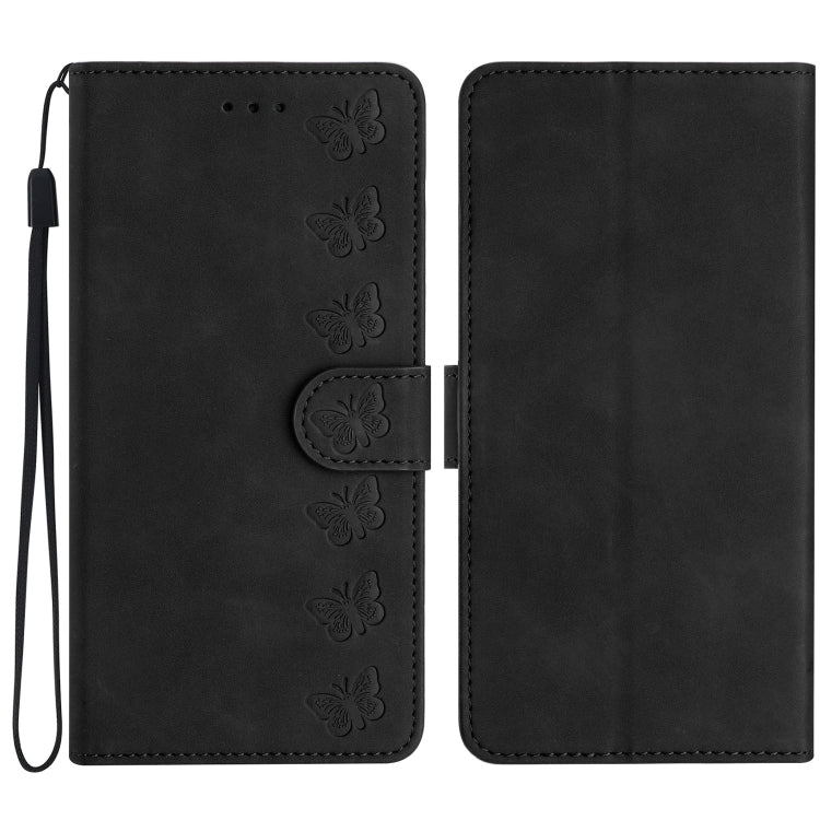 Capa de Telemóvel em Pele Relevada com Sete Borboletas, Para iPhone 16e / 17e, Para iPhone 17 Pro Max, Para iPhone 17 Pro, Para iPhone 17, Para iPhone Air, Para iPhone 16 Pro Max, Para iPhone 16 Pro, Para iPhone 16 Plus