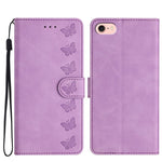 Capa de Telemóvel em Pele Relevada com Sete Borboletas, Para iPhone 16e / 17e, Para iPhone 17 Pro Max, Para iPhone 17 Pro, Para iPhone 17, Para iPhone Air, Para iPhone 16 Pro Max, Para iPhone 16 Pro, Para iPhone 16 Plus