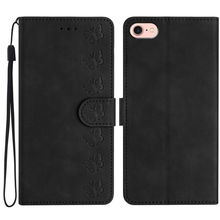 Capa de Telemóvel em Pele Relevada com Sete Borboletas, Para iPhone 16e / 17e, Para iPhone 17 Pro Max, Para iPhone 17 Pro, Para iPhone 17, Para iPhone Air, Para iPhone 16 Pro Max, Para iPhone 16 Pro, Para iPhone 16 Plus