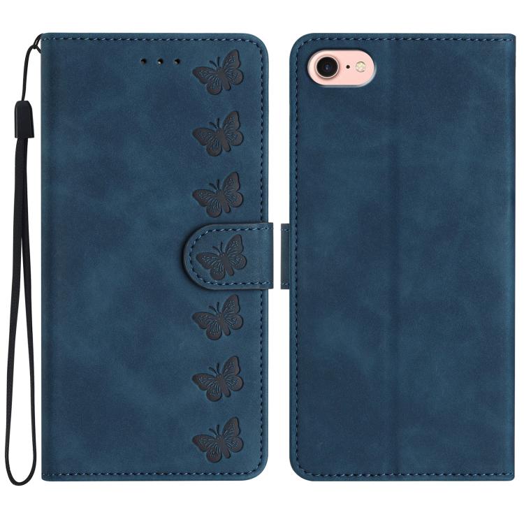 Capa de Telemóvel em Pele Relevada com Sete Borboletas, Para iPhone 16e / 17e, Para iPhone 17 Pro Max, Para iPhone 17 Pro, Para iPhone 17, Para iPhone Air, Para iPhone 16 Pro Max, Para iPhone 16 Pro, Para iPhone 16 Plus