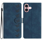 Capa de Telemóvel em Pele Relevada com Sete Borboletas, Para iPhone 16e / 17e, Para iPhone 17 Pro Max, Para iPhone 17 Pro, Para iPhone 17, Para iPhone Air, Para iPhone 16 Pro Max, Para iPhone 16 Pro, Para iPhone 16 Plus