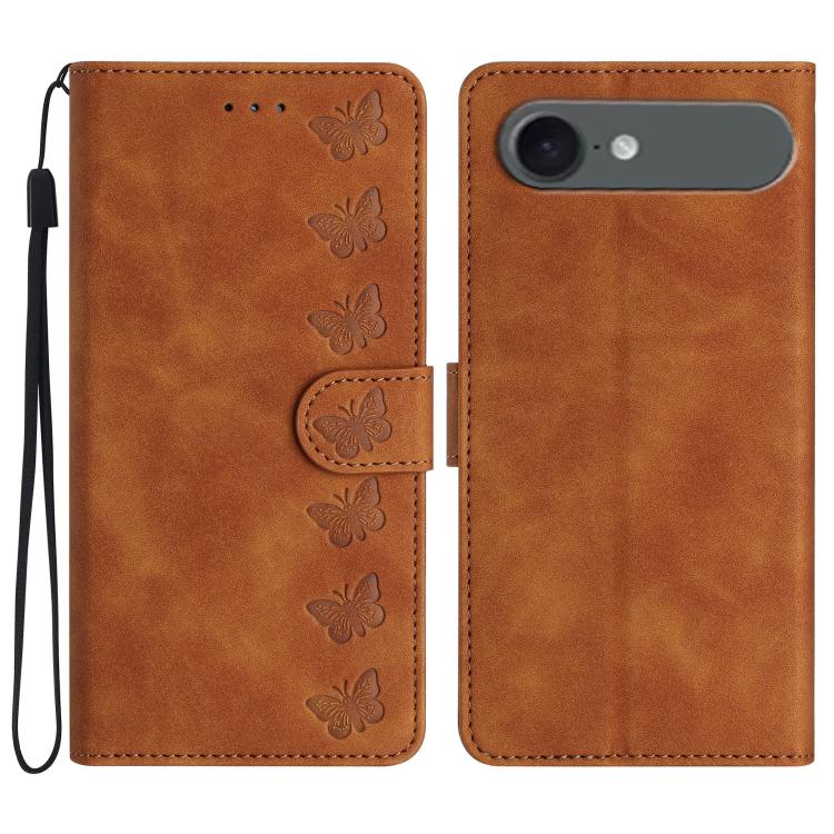 Capa de Telemóvel em Pele Relevada com Sete Borboletas, Para iPhone 16e / 17e, Para iPhone 17 Pro Max, Para iPhone 17 Pro, Para iPhone 17, Para iPhone Air, Para iPhone 16 Pro Max, Para iPhone 16 Pro, Para iPhone 16 Plus
