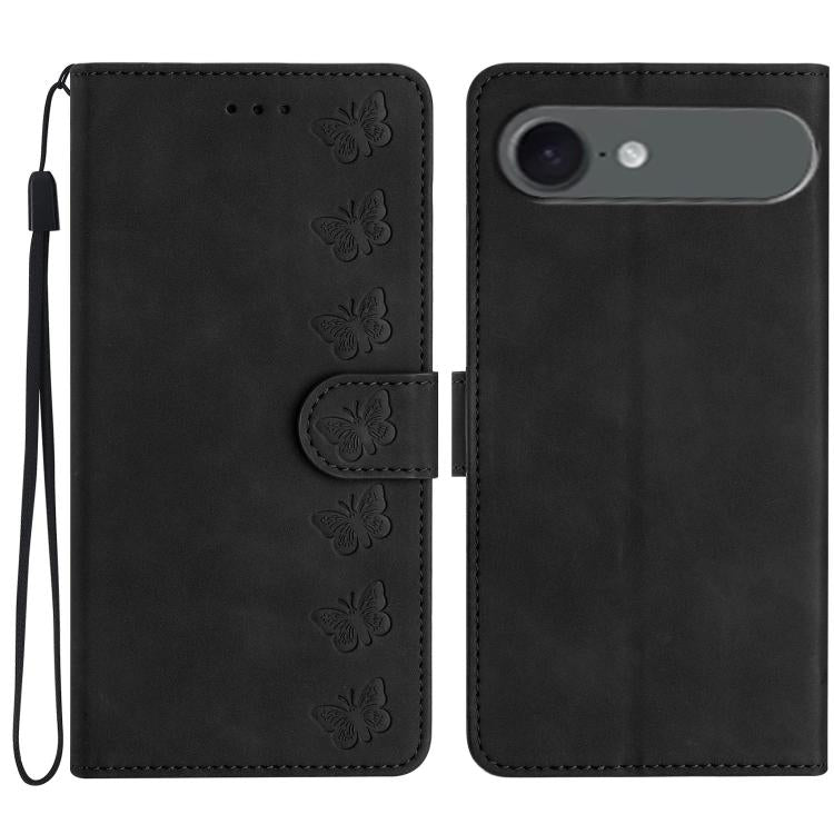 Capa de Telemóvel em Pele Relevada com Sete Borboletas, Para iPhone 16e / 17e, Para iPhone 17 Pro Max, Para iPhone 17 Pro, Para iPhone 17, Para iPhone Air, Para iPhone 16 Pro Max, Para iPhone 16 Pro, Para iPhone 16 Plus