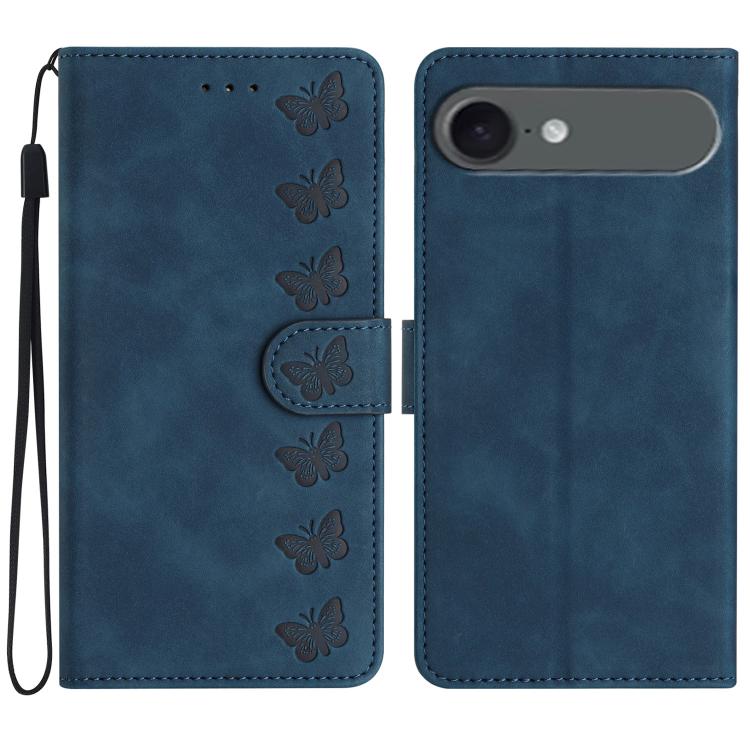 Capa de Telemóvel em Pele Relevada com Sete Borboletas, Para iPhone 16e / 17e, Para iPhone 17 Pro Max, Para iPhone 17 Pro, Para iPhone 17, Para iPhone Air, Para iPhone 16 Pro Max, Para iPhone 16 Pro, Para iPhone 16 Plus