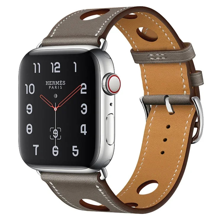 Correia de Substituição em Couro com Três Furos, para Apple Watch Série 8&7 41mm / SE 2&6&SE&5&4 40mm / 3&2&1 38mm, para Apple Watch Série 7 45mm / 6 & SE & 5 & 4 44mm / 3 & 2 & 1 42mm, para Apple Watch Série 7 41mm / 6 & SE & 5 & 4 40mm / 3 & 2 & 1 38