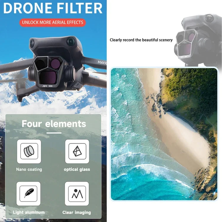 Filtro de Lente JSR GB 8 em 1 CPL ND8 ND16 ND32 ND64 STAR ND1000 NIGHT, 8 em 1 Para DJI Mavic 3 Pro