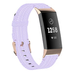 For Fitbit Charge 4 / Charge 3 / Charge 3 SE Stainless Steel Head Grain Nylon Denim Replacement Strap Watchband