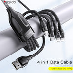 YESIDO CA111 Cabo de Carregamento USB 1,2m 4A para Duplo Type-C + Duplo 8 Pinos, CA111