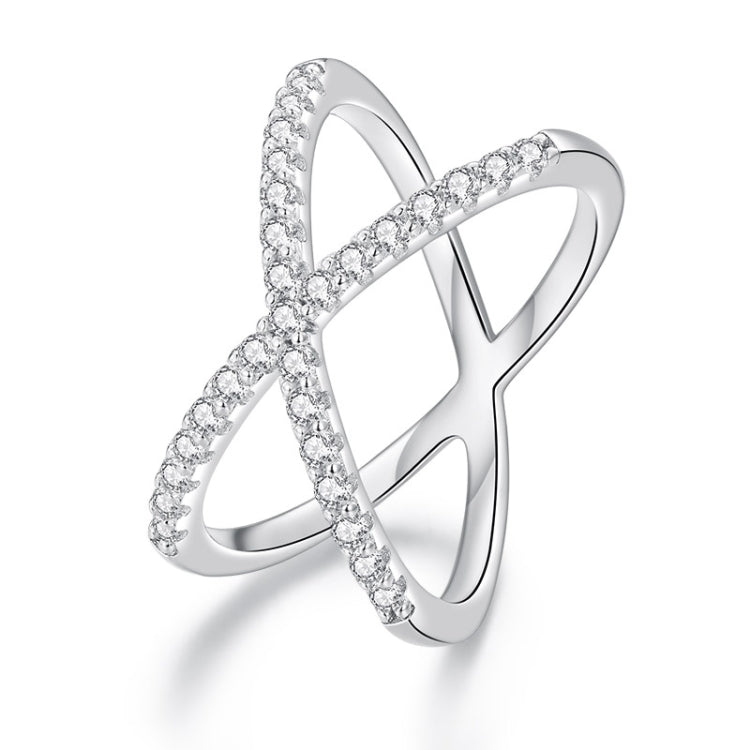Anel de Dupla Camada em Prata Esterlina S925 Banhado a Ouro Branco com Moissanite, Decoração para Mão, MSR036-8