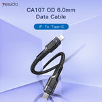 YESIDO CA107 1.2m 2.4A USB-C / Type-C para 8 Pinos Cabo de Dados de Carregamento OD0.6, CA107