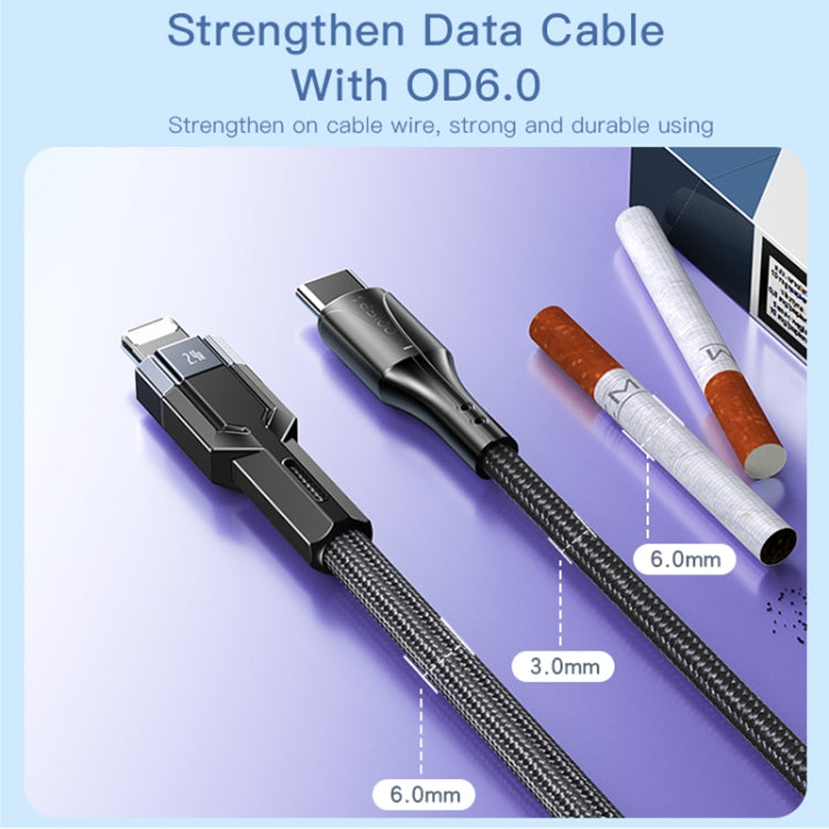 YESIDO CA107 1.2m 2.4A USB-C / Type-C para 8 Pinos Cabo de Dados de Carregamento OD0.6, CA107