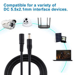 Cabo de Extensão de Energia DC Plug Fêmea para Macho 5.5 x 2.1mm, 1m, 1.5m, 3m, 5m, 10m