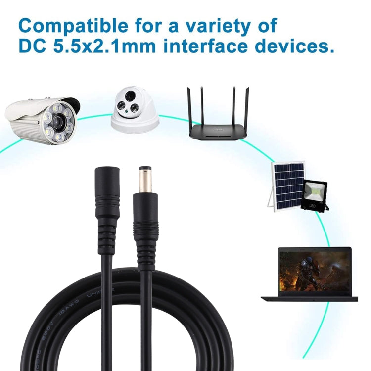 Cabo de Extensão de Energia DC Plug Fêmea para Macho 5.5 x 2.1mm, 1m, 1.5m, 3m, 5m, 10m