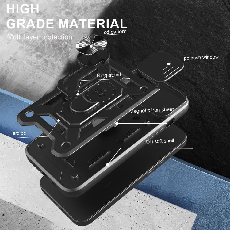 Capa de telemóvel TPU+PC com design de tampa deslizante para câmara, para iPhone 17e / 16e, para iPhone 17 Pro Max, para iPhone 17 Pro, para iPhone 17, para iPhone Air, para iPhone 16 Pro Max