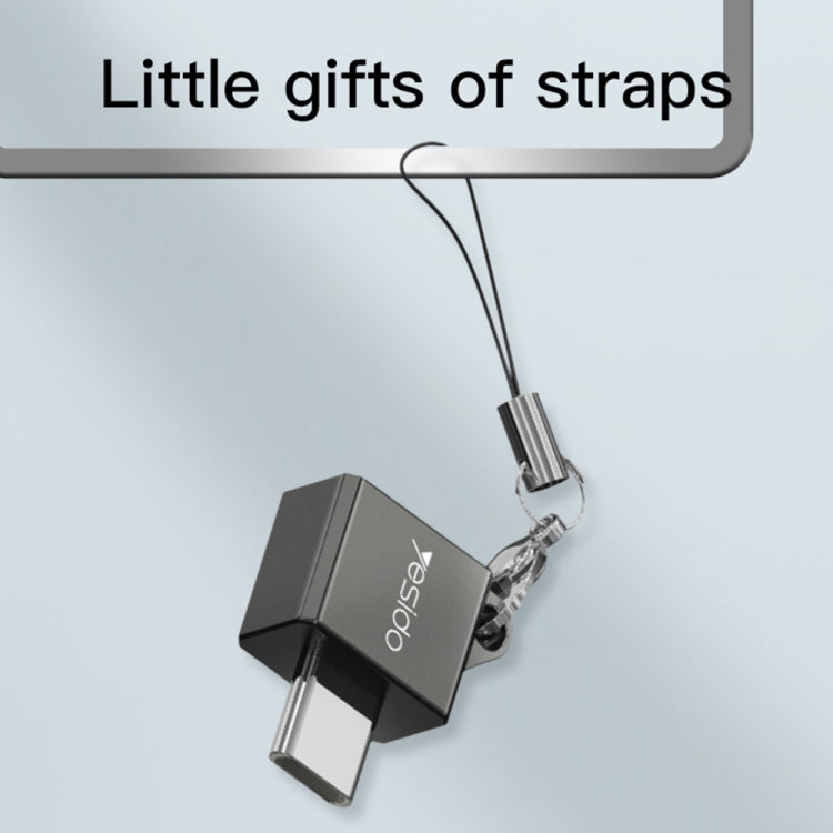 Yesido GS08 Adaptador Mini OTG Type-C para USB 3.0 com Porta-Chaves
