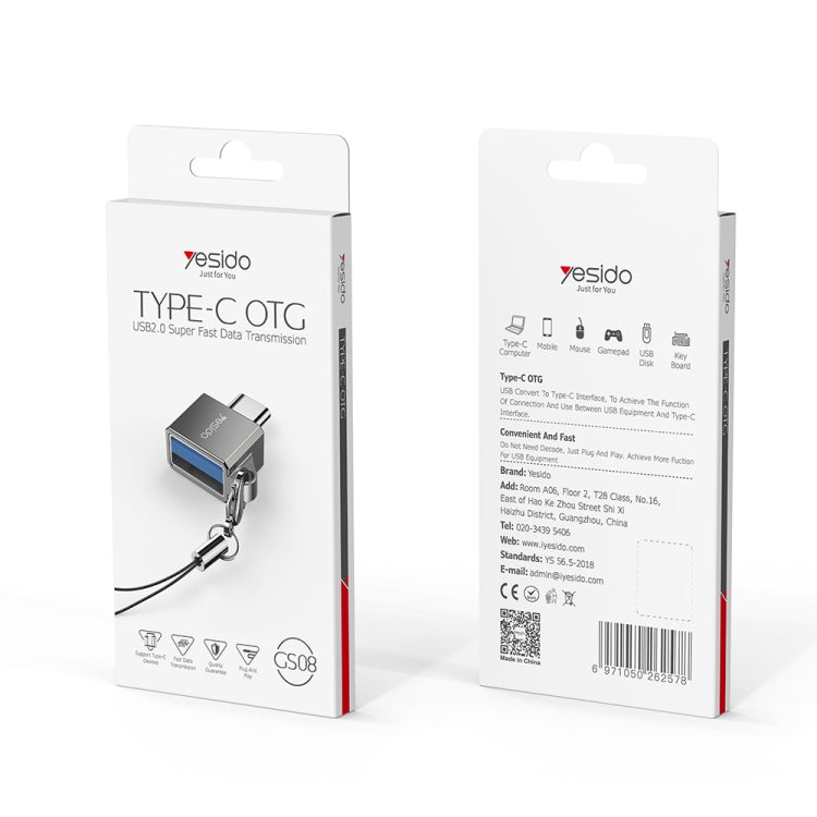 Yesido GS08 Adaptador Mini OTG Type-C para USB 3.0 com Porta-Chaves