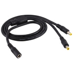 Adaptador Divisor de Energia DC Plug 1 para 2 Fêmea para Macho 5.5 x 2.5mm, Comprimento do Cabo: 70cm