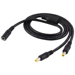 Adaptador Divisor de Energia DC Plug 1 para 2 Fêmea para Macho 5.5 x 2.5mm, Comprimento do Cabo: 70cm