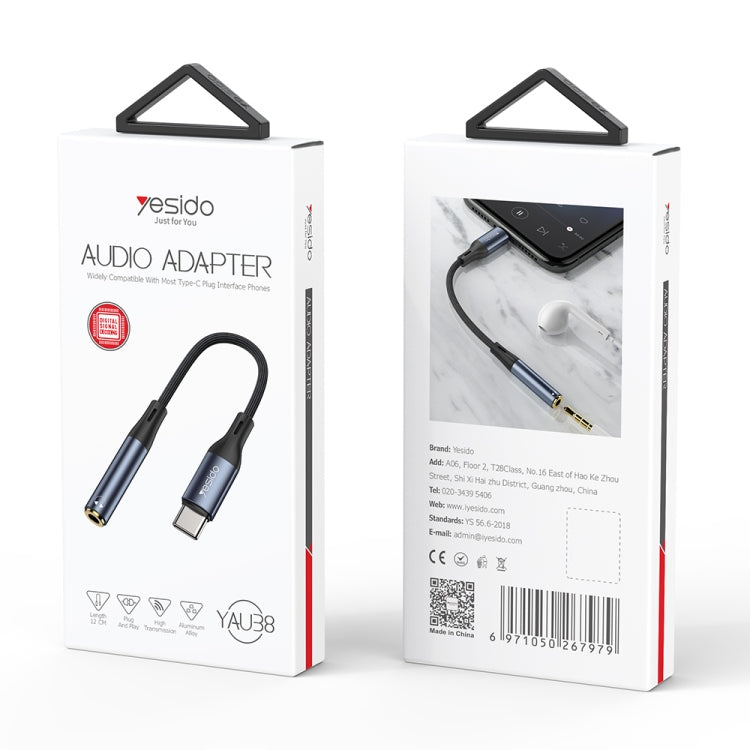 Adaptador de Áudio Feminino Yesido YAU38 Type-C para 3.5mm, YAU38