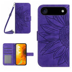 Skin Feel Sun Flower Embossed Flip Leather Phone Case with Lanyard, For iPhone Air, For iPhone 16 Pro Max, For iPhone 16 Pro, For iPhone 16 Plus