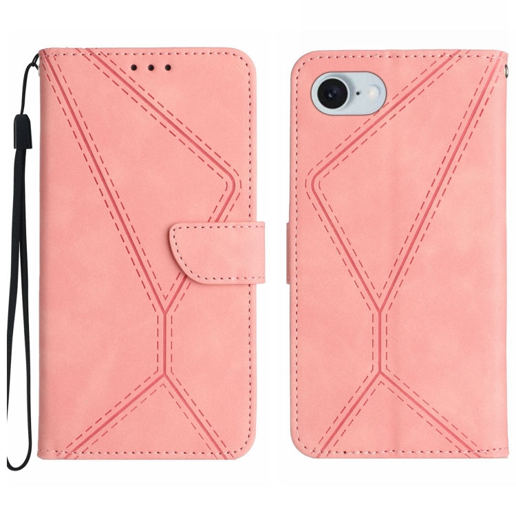 Capa de telemóvel em pele com costura em relevo, para iPhone 17e / 16e, para iPhone 17 Pro Max, para iPhone 17 Pro, para iPhone 17, para iPhone Air, para iPhone 16 Pro Max, para iPhone 16 Pro, para iPhone 16 Plus