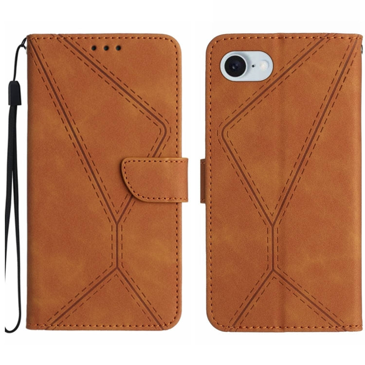 Capa de telemóvel em pele com costura em relevo, para iPhone 17e / 16e, para iPhone 17 Pro Max, para iPhone 17 Pro, para iPhone 17, para iPhone Air, para iPhone 16 Pro Max, para iPhone 16 Pro, para iPhone 16 Plus