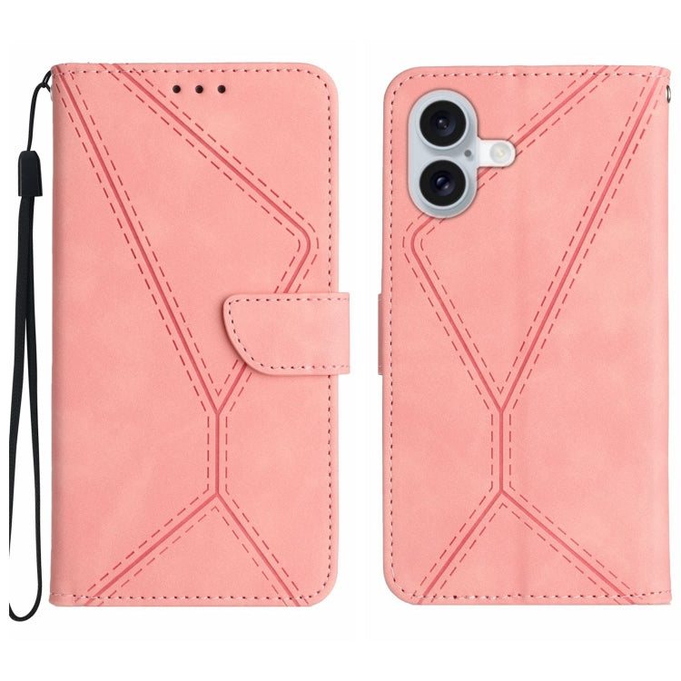 Capa de telemóvel em pele com costura em relevo, para iPhone 17e / 16e, para iPhone 17 Pro Max, para iPhone 17 Pro, para iPhone 17, para iPhone Air, para iPhone 16 Pro Max, para iPhone 16 Pro, para iPhone 16 Plus