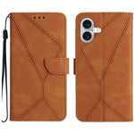 Capa de telemóvel em pele com costura em relevo, para iPhone 17e / 16e, para iPhone 17 Pro Max, para iPhone 17 Pro, para iPhone 17, para iPhone Air, para iPhone 16 Pro Max, para iPhone 16 Pro, para iPhone 16 Plus
