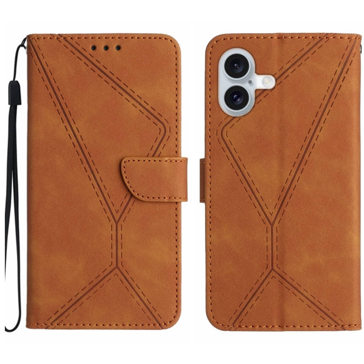 Capa de telemóvel em pele com costura em relevo, para iPhone 17e / 16e, para iPhone 17 Pro Max, para iPhone 17 Pro, para iPhone 17, para iPhone Air, para iPhone 16 Pro Max, para iPhone 16 Pro, para iPhone 16 Plus
