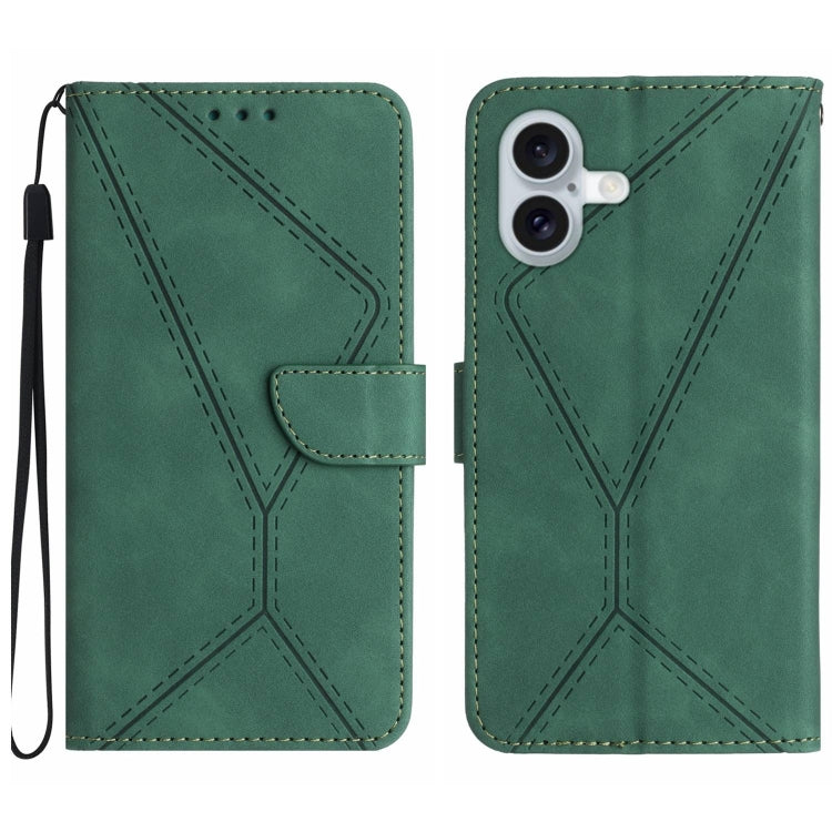 Capa de telemóvel em pele com costura em relevo, para iPhone 17e / 16e, para iPhone 17 Pro Max, para iPhone 17 Pro, para iPhone 17, para iPhone Air, para iPhone 16 Pro Max, para iPhone 16 Pro, para iPhone 16 Plus
