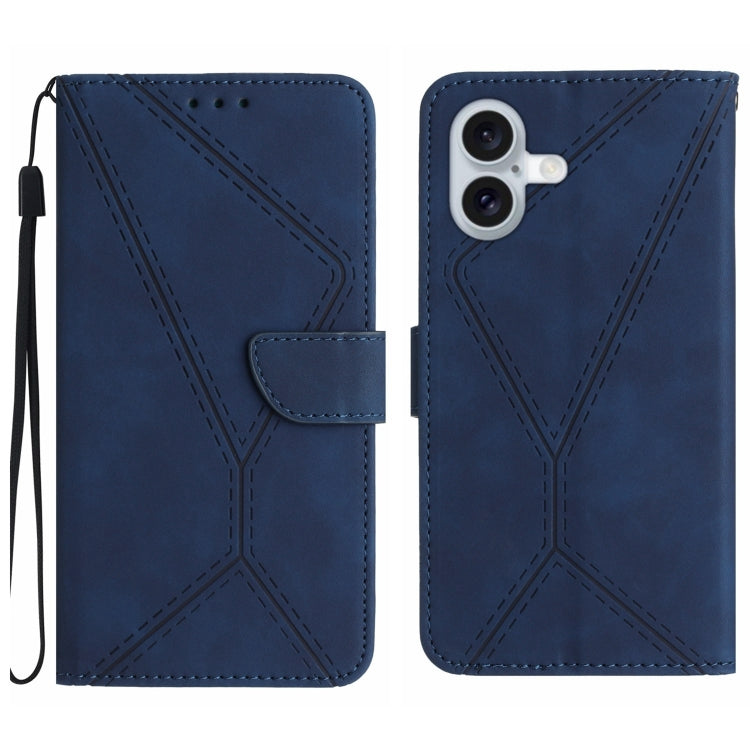 Capa de telemóvel em pele com costura em relevo, para iPhone 17e / 16e, para iPhone 17 Pro Max, para iPhone 17 Pro, para iPhone 17, para iPhone Air, para iPhone 16 Pro Max, para iPhone 16 Pro, para iPhone 16 Plus