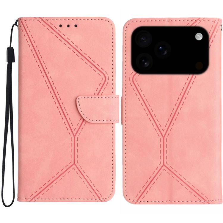 Capa de telemóvel em pele com costura em relevo, para iPhone 17e / 16e, para iPhone 17 Pro Max, para iPhone 17 Pro, para iPhone 17, para iPhone Air, para iPhone 16 Pro Max, para iPhone 16 Pro, para iPhone 16 Plus