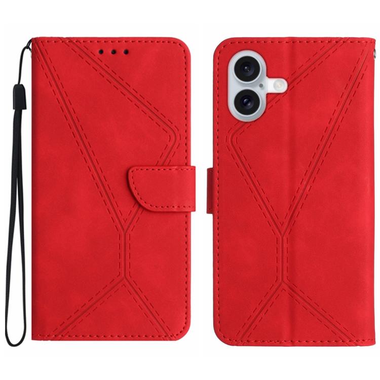 Capa de telemóvel em pele com costura em relevo, para iPhone 17e / 16e, para iPhone 17 Pro Max, para iPhone 17 Pro, para iPhone 17, para iPhone Air, para iPhone 16 Pro Max, para iPhone 16 Pro, para iPhone 16 Plus
