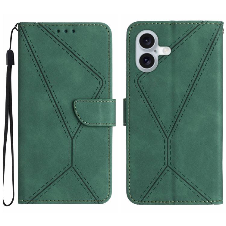 Capa de telemóvel em pele com costura em relevo, para iPhone 17e / 16e, para iPhone 17 Pro Max, para iPhone 17 Pro, para iPhone 17, para iPhone Air, para iPhone 16 Pro Max, para iPhone 16 Pro, para iPhone 16 Plus