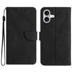 Capa de telemóvel em pele com costura em relevo, para iPhone 17e / 16e, para iPhone 17 Pro Max, para iPhone 17 Pro, para iPhone 17, para iPhone Air, para iPhone 16 Pro Max, para iPhone 16 Pro, para iPhone 16 Plus