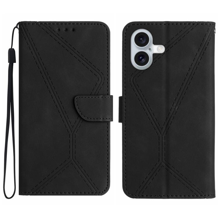 Capa de telemóvel em pele com costura em relevo, para iPhone 17e / 16e, para iPhone 17 Pro Max, para iPhone 17 Pro, para iPhone 17, para iPhone Air, para iPhone 16 Pro Max, para iPhone 16 Pro, para iPhone 16 Plus