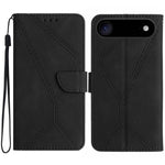 Capa de telemóvel em pele com costura em relevo, para iPhone 17e / 16e, para iPhone 17 Pro Max, para iPhone 17 Pro, para iPhone 17, para iPhone Air, para iPhone 16 Pro Max, para iPhone 16 Pro, para iPhone 16 Plus