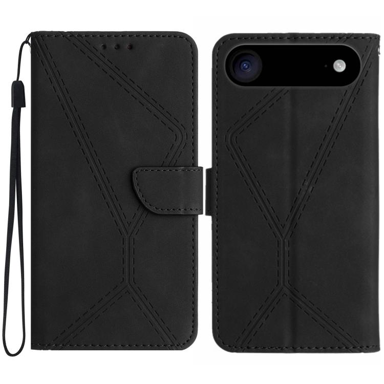 Capa de telemóvel em pele com costura em relevo, para iPhone 17e / 16e, para iPhone 17 Pro Max, para iPhone 17 Pro, para iPhone 17, para iPhone Air, para iPhone 16 Pro Max, para iPhone 16 Pro, para iPhone 16 Plus