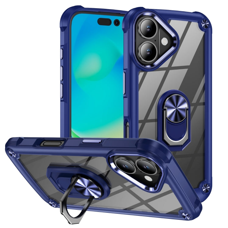 Capa para telemóvel com proteção de lente TPU + PC com suporte de anel, para iPhone 17e / 16e, para iPhone 17 Pro Max, para iPhone 17, para iPhone Air, para iPhone 16 Pro Max, para iPhone 16 Pro, para iPhone 16 Plus, para iPhone 16, para iPhone 15 Pro Max