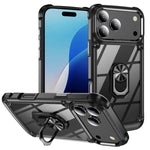 Capa para telemóvel com proteção de lente TPU + PC com suporte de anel, para iPhone 17e / 16e, para iPhone 17 Pro Max, para iPhone 17, para iPhone Air, para iPhone 16 Pro Max, para iPhone 16 Pro, para iPhone 16 Plus, para iPhone 16, para iPhone 15 Pro Max